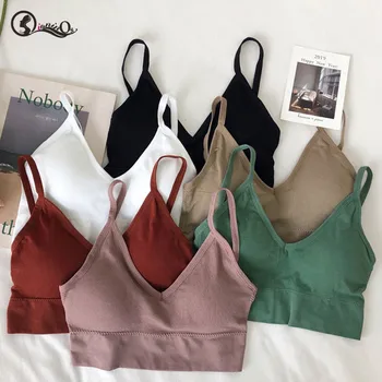 

Seamless Women Bras New Simple Solid Color Thread Underwear Female Wire Free Beauty Back Bra Tube Top