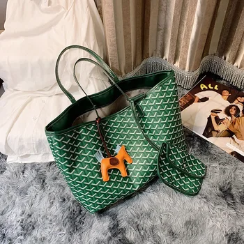 

Women's Bag 2020 New Large Capacity Tote Bag Designer Stitching Letter Decoration Handbag Soft PU Leather Shoulder Bag