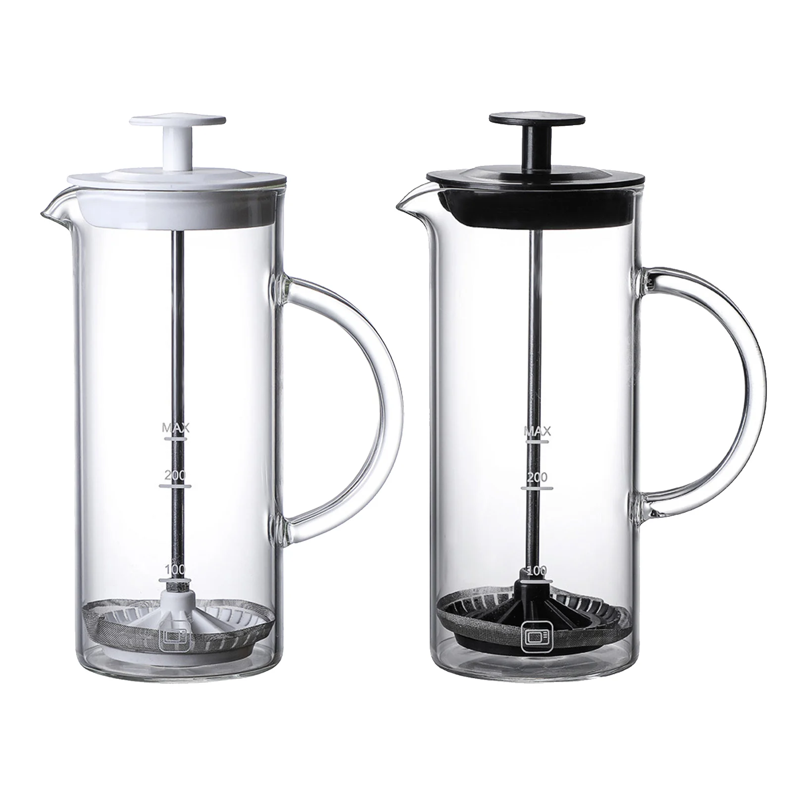 Manual Milk Frother Glass Milk Foamer Coffee Pot Glass Mesh French Press  Coffee Maker Frother Jug Mixer Creamer Kitchen Tools - AliExpress