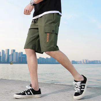 

Summer New Mens Cargo Shorts Fashion Side Pocket Design Men's Bermuda Shorts Leisure Solid Color Shorts Mens Large Size 5XL
