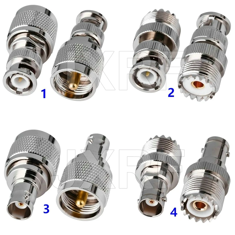JX Store 2 шт. коаксиальный радиочастотный адаптер BNC штекер гнездо до UHF PL259 SO239 разъем