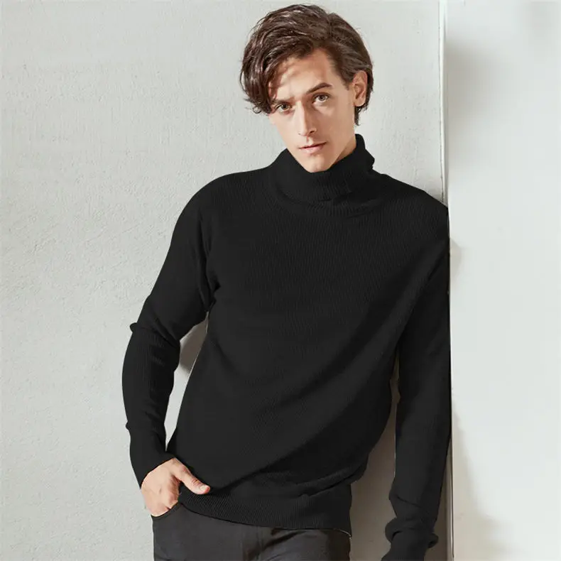 MuLS Sweater Men Pullovers High-Neck Cotton Turtleneck Sweater Jumpers Christmas Red Autumn Winter Thick Warm Male Knitwears DropShip 1