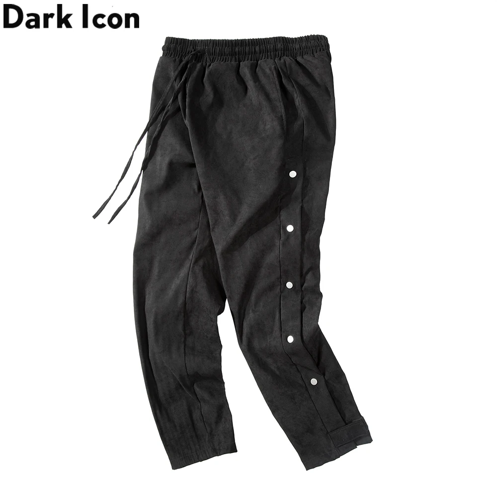Dark Icon Side Button Suede Pants Men 