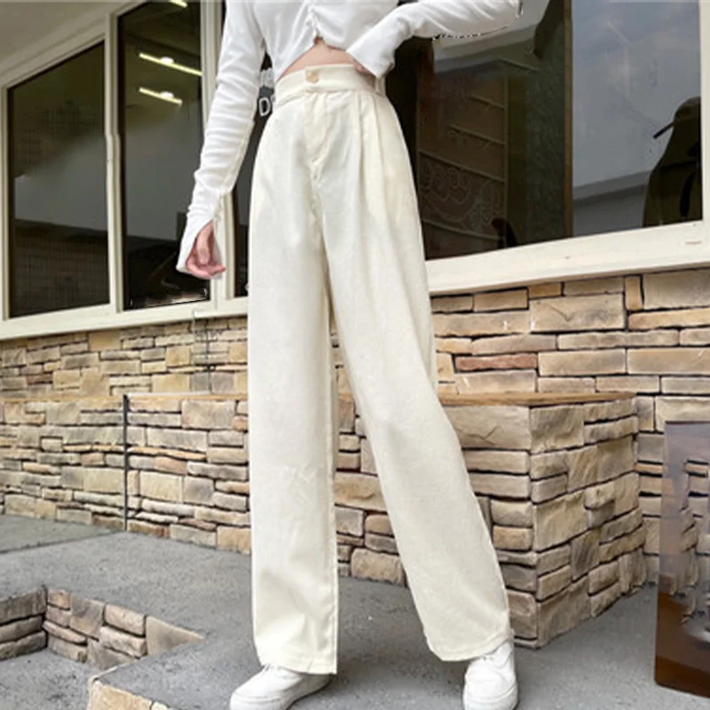 Apricot Corduroy Pants Women Korean 