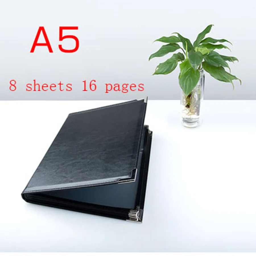 Книга меню А5 рецепт зажим для меню прайс-лист из искусственной кожи - Цвет: black