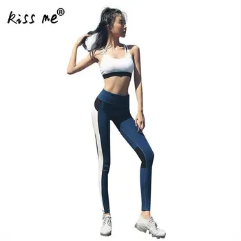 

Solid Contrast Color Women Yoga Set Racerback Yoga Bra Gym Leggings Outdoor Running Fitness Sportswear High Waist Training Pants