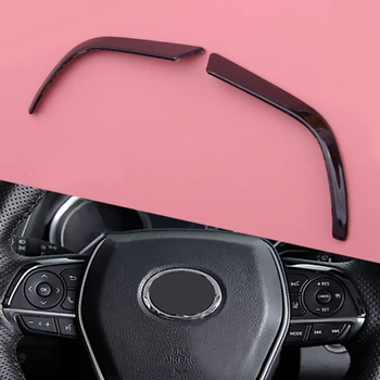

CITALL Black 2pcs/set Titanium Stainless Steel Steering Wheel Button Upper Decorate Strip Trim fit for Toyota Camry 2018 2019