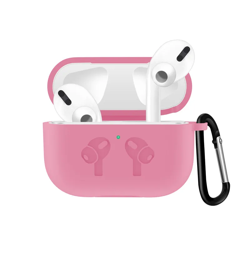 Силиконовый чехол для AirPods Pro зарядный чехол светодиодный защитный чехол для AirPods 3 пряжки противоударный чехол для Airpods Pro Аксессуары - Цвет: Pink