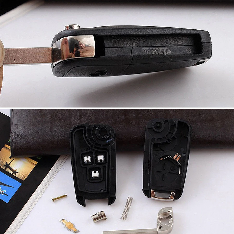 Flip Folding Remote Car Key Shell For Chevrolet Cruze Camaro Equinox Malibu Sonic Spark Volt  3 Buttons Auto Car Key Case Shell (3)