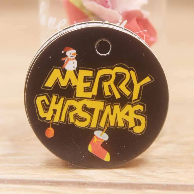200 шт мульти милый белый/черный бумажный Подарочная этикетка бирка merry chrstmas амулеты тег круглые свадебные сувениры/декоративный Milu олень тег