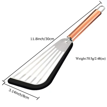 

New Ultra Flexible Stainless Steel Spatula With Silicone Top Soft Edge Slotted Spatula Turner