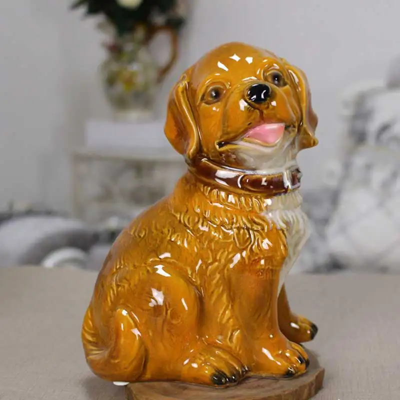 Vintage Ceramic Dog Figurine Handmade Animal Sculpture Art Retro