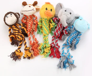 

USD5.85/PC pet dog puppy sound toy plush with cotton rope hand made squeaker toy five styles 10pcs/lot