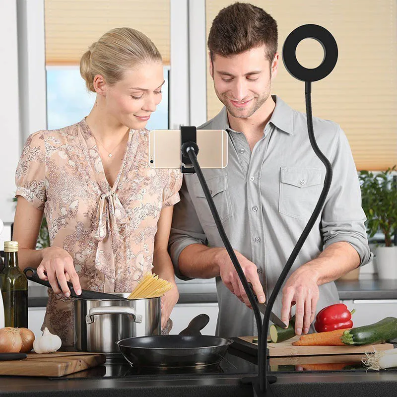  Selfie Ring Light Phone Holder Stand for Live Stream Makeup Bracket Clamp Clip On Desk LED Lamp SP9