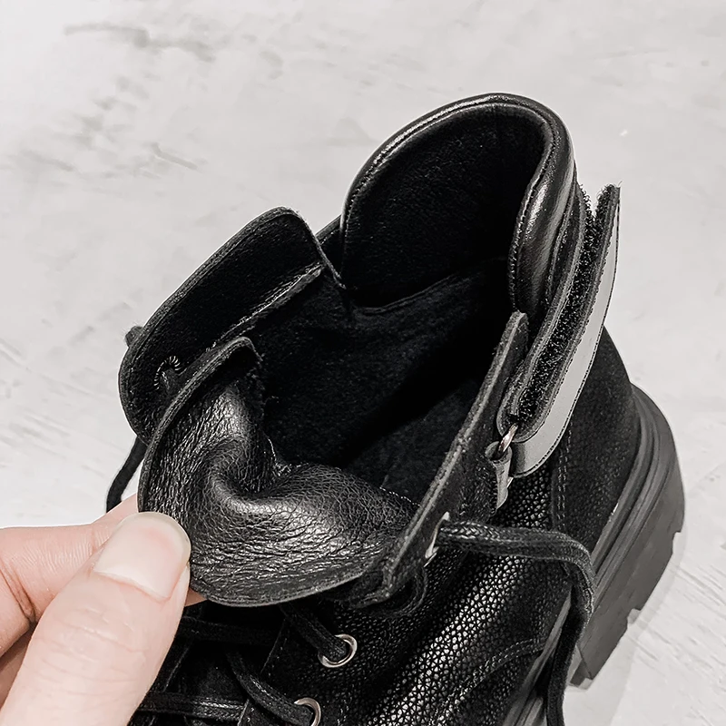 Women Boots Spring Comfy Durable Outsole Lace-Up Fashion Shoes Women 2021 Leather Casual Boots Brand Design Women's Footwear