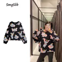 2020 New Year fall sweatshirt women sweatshirt splicing Kawaii Elephant oversized harajuku cotton print cartoon for sweatshirt