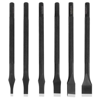 

New 6 Pcs/Set DIY Leather Hole Punch Tool Slotted Straight Flat Tip Punch Cut Leather Craft DIY Tool