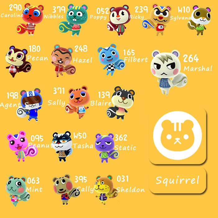 Squirrel Species Animal Crossing Card Amiibo Cards Work for Switch NS