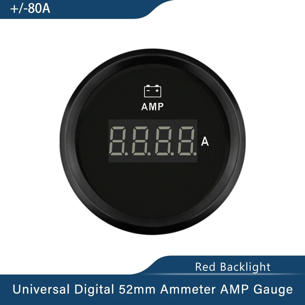 ELING Digital Ammeter AMP Gauge 150A with Current Sensor 9-32V 52mm with Backlight