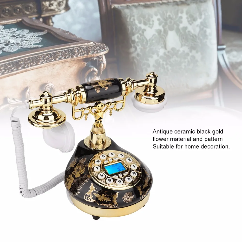 Retro Vintage Telephone Home Landline Phone Desktop Corded Fixed Telephone Ceramic Old Phone for Home Office Hotel Decoratioin