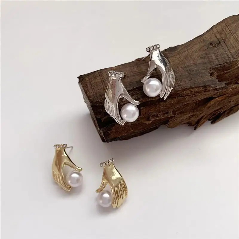 Корейские пальмовые жемчужные серьги женские вечерние ювелирные изделия