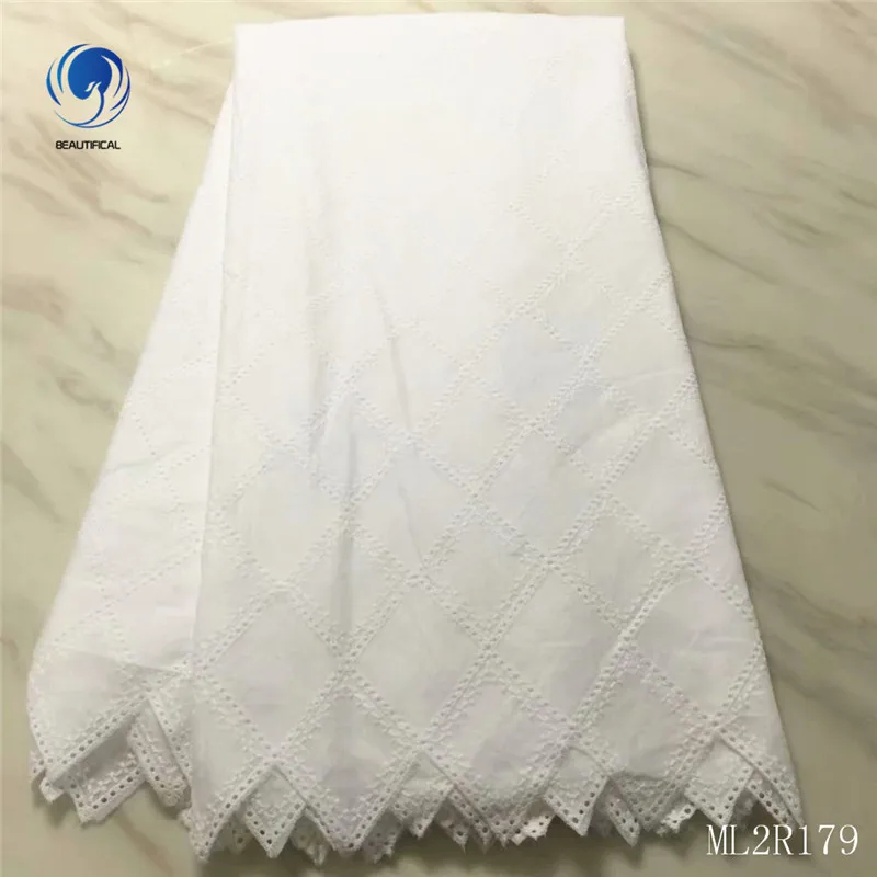 BEAUTIFICAL white voile lace fabrics Latest nigerian bridal cotton dry fabric for wedding 5yards ML2R179 | Дом и сад