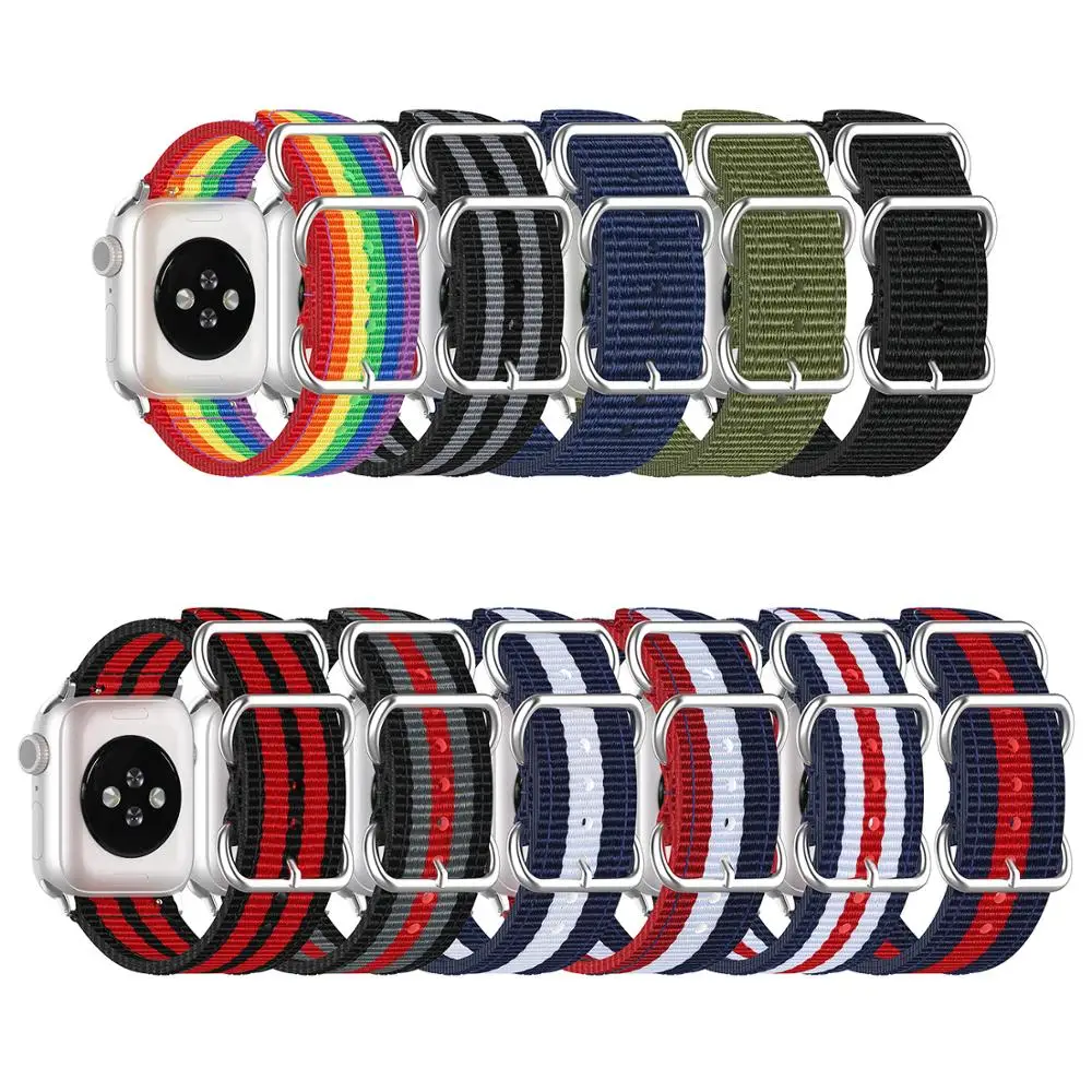 

Nylon Bracelet for Apple Watch SE 6 5 4 Band 44mm 40mm Metal Loop Wrist Strap for iwatch series 3 2 1 38mm 42mm Watchband