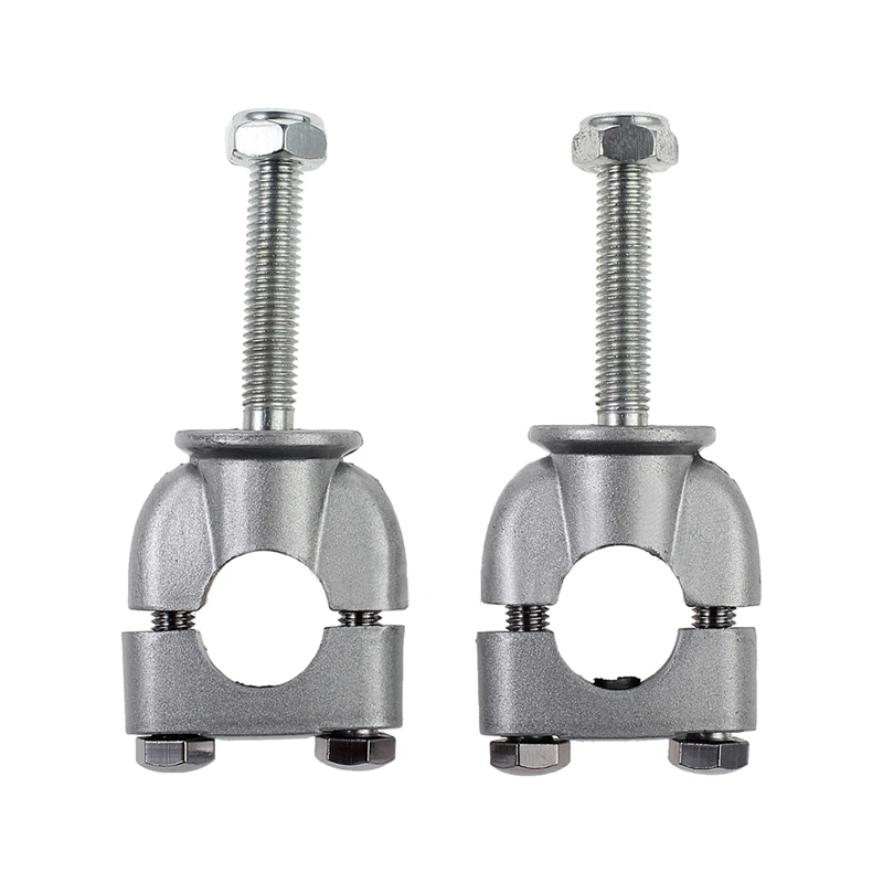 2 x 7/8" 22mm Motorbike Motorcycle Handle Bar Risers Clamp Mount Silver