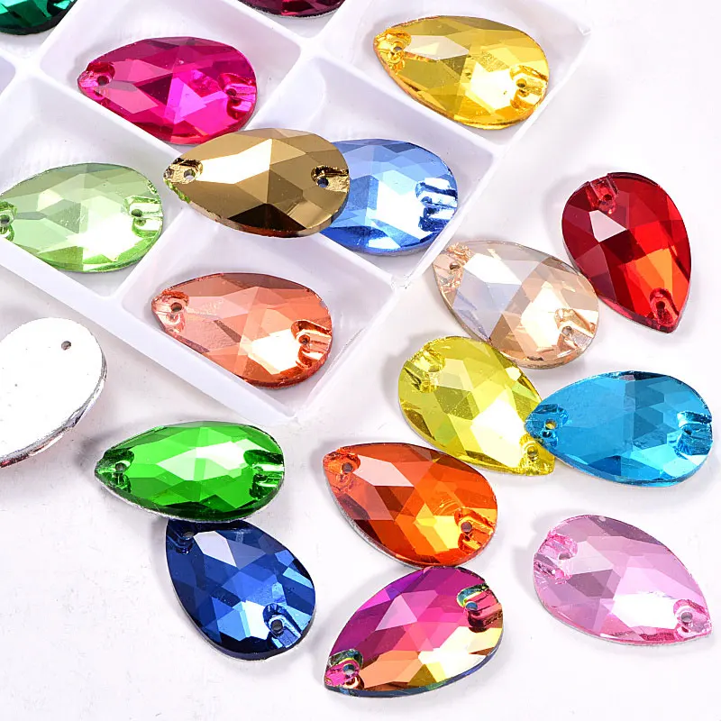 

Teardrop Many Colors Crystal Glass Sew On Rhinestone стразы Sew-On Rhinestone Drop Sewing Rhinestones Wedding Dress B3839