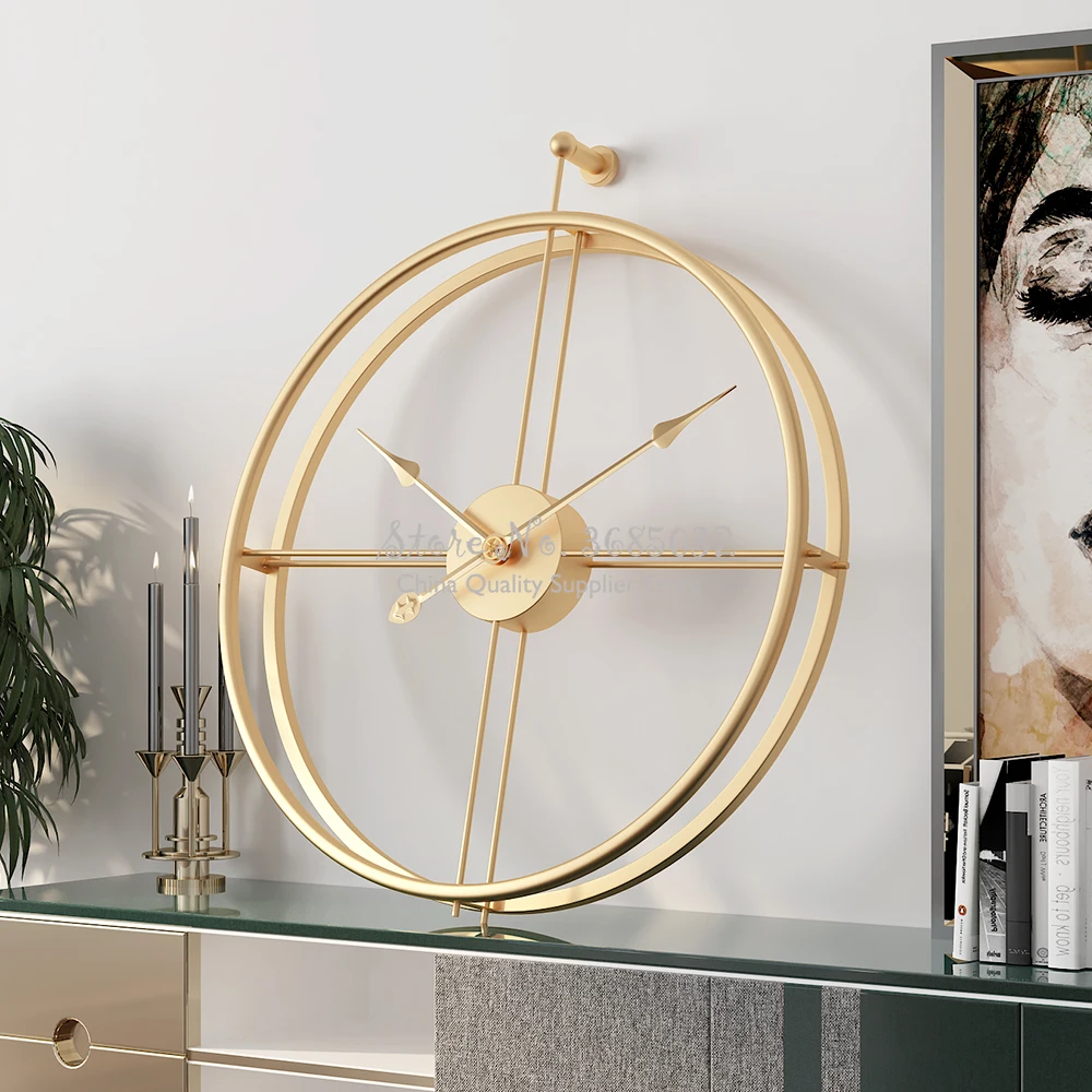 

52cm Nordic Style Vintage Metal Wall Clock Golden 3D Art Home Decoration Antique Clock Creative Brief Iron Wall Hanging Clocks