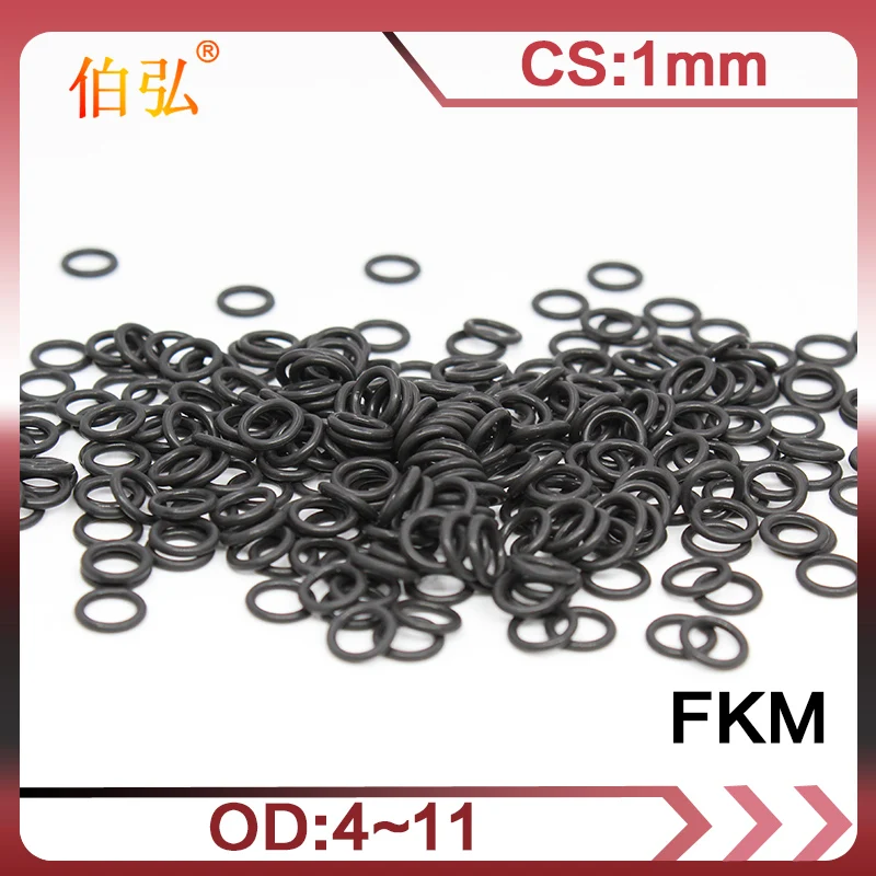

10 шт./лот фторсодержащий каучук кольца черный FKM уплотнительное кольцо 1 мм Толщина OD4/5/6/7/8/9/10/11 мм резиновое уплотнительное кольцо шайба