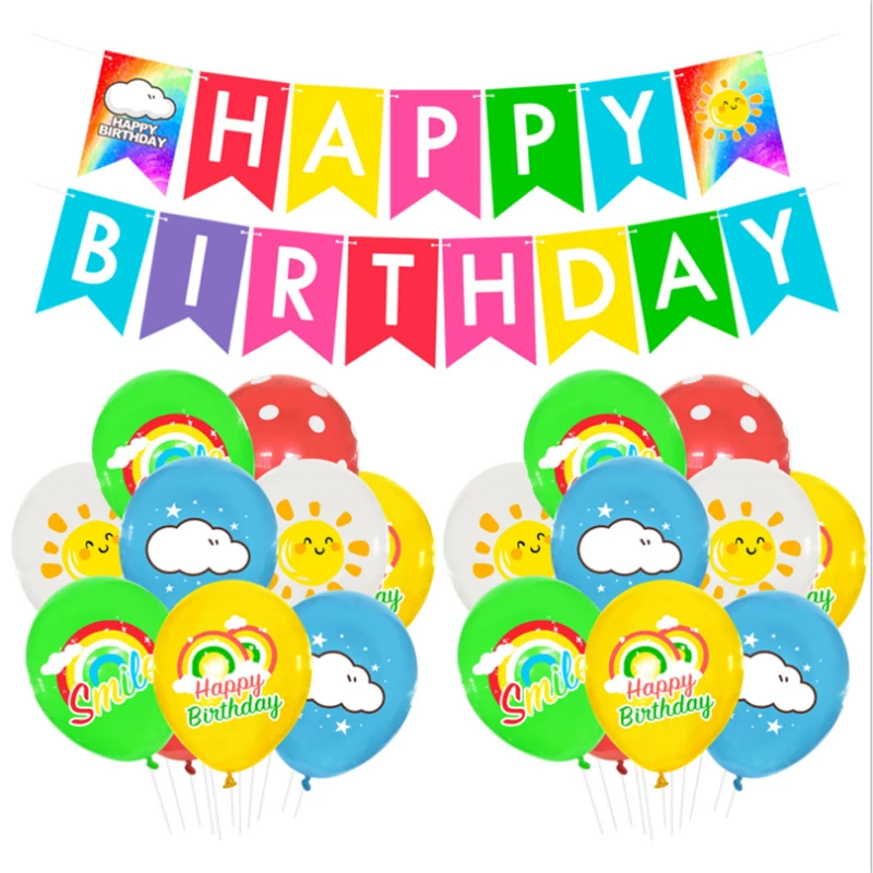 

Children's birthday party decoration flag pulling suit cloud rainbow latex color balloon 12 inches