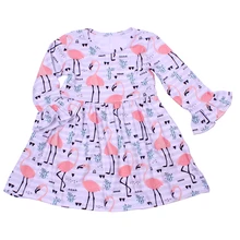 Детская одежда на День святого Валентина Лидер продаж, милое платье принцессы с принтом Фламинго молочное шелковое платье на День святого Валентина для девочек детское платье с длинными рукавами