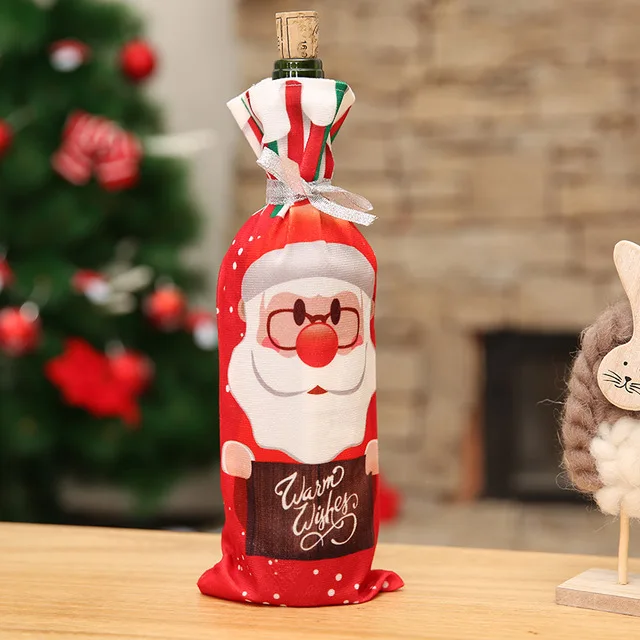1 st Kerst Decoraties voor Huis Kerstman Wijnfles Обложка Sneeuwpop Kous подарок дома Рождество Navidad Декор Nieuwe Jaar - Цвет: A