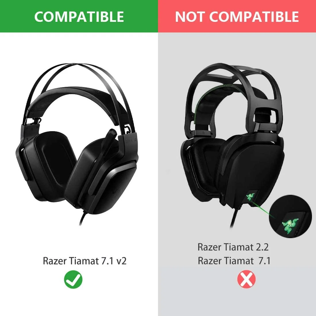 Replacement Ear Pads for Razer Tiamat 7.1 V2 Headphones Protein Leather  Earpads Ear Cushion Cups Headset Ear Cover Repair Parts
