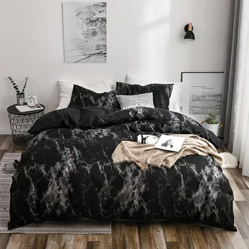 

Simple Style Printed Solid Bedding Sets Home Bedding Set 2-3pcs High Quality Marble Pattern Duvet Cover Comforter (no sheet)