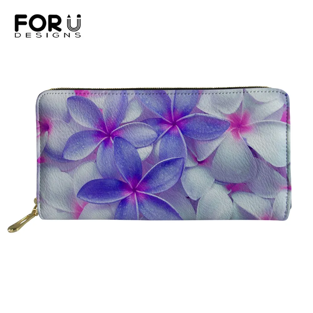 

FORUDESIGNS Youth Girls Fashion Long Wallet Frangipani Pattern Luxury Ladies PU Leather Purse Clutch Bag For Female Bolsa Femme