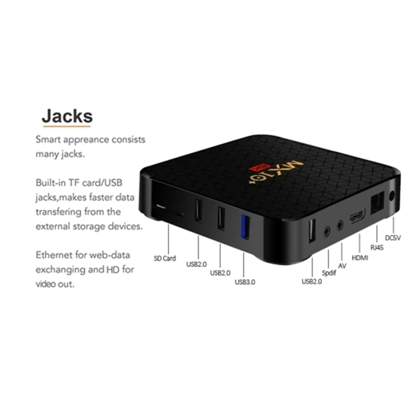 OPQ-MX10+ Intelligent Set Top Box 6K Wifi Media Player TV Receiver Network TV Set-Top Box Android 9 ALLWINNER H6 4096 x 2160 4GB