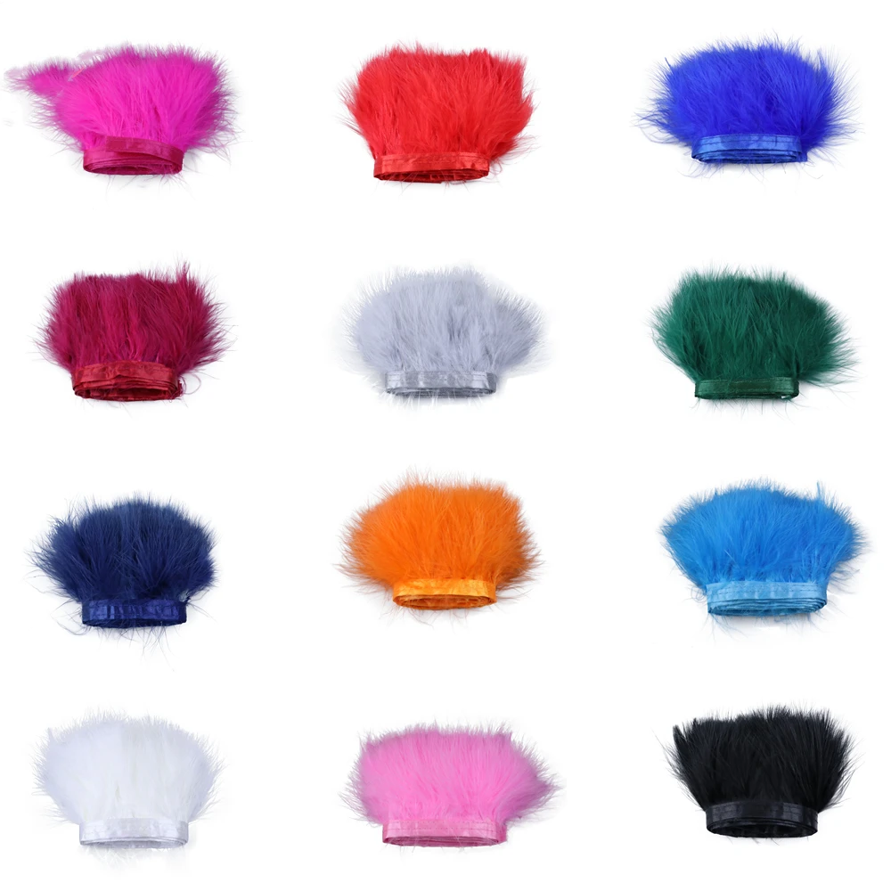 1 Meter Fancy Soft Fluffy Turkey Marabou Feather Ribbon Lace Trim for Party Dress Garment Decoration