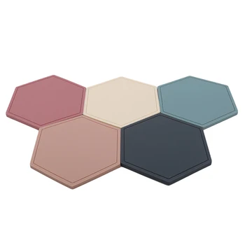 

Anti-Scalding Silicone Coaster Creative Thickening Non-Slip Heat Insulation Hexagonal Coaster Kitchen Accessories