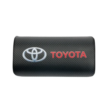 

1pcs car carbon fiber logo headrest PU leather car neck pillow for Toyotas TRD corolla chr avensis yaris rav4 car styling