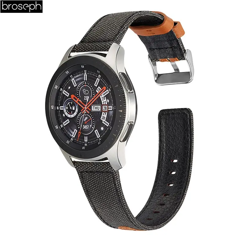 20 мм 22 мм ремешок для часов для samsung gear S2 S3 Холщовый кожаный ремешок для samsung Galaxy Watch 42 мм 46 мм ремешок для часов ремень браслет