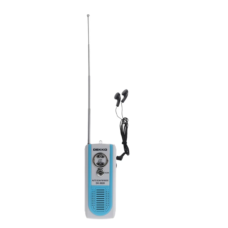 

Mini Portable Auto Scan FM Radio Receiver Clip With Flashlight Earphone DK-9926