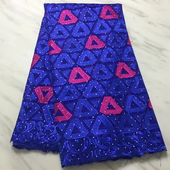 

Fashions Latest royal blue Nigerian Lace Fabrics High Quality Tulle African Lace Fabric for Wedding Stones French Tulle FFP1123