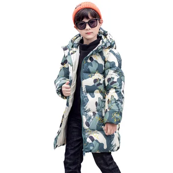 

Children Long Parka Down Coat Boys Winter Thick Warm White Duck Down Jackets Kids Casual Windproof Camouflage Outwear Clothes