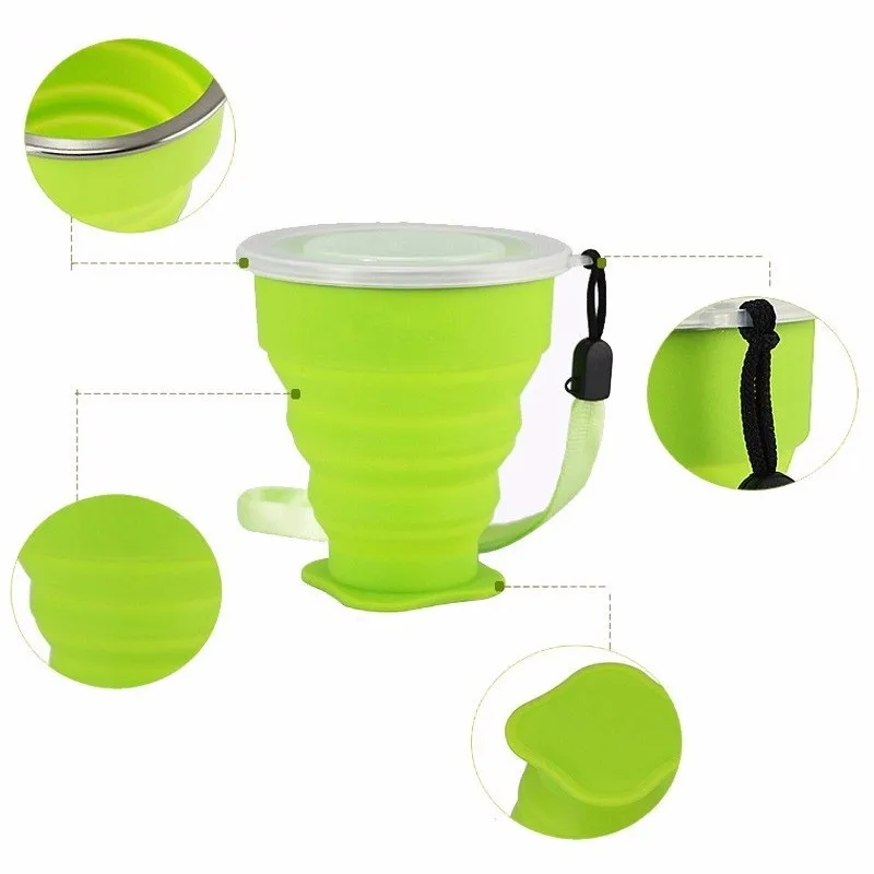 

300ML Travel Cup Silicone Retractable Folding Cups Telescopic Collapsible Foldable Coffee Cups Outdoor Sport Water Cup Bottles