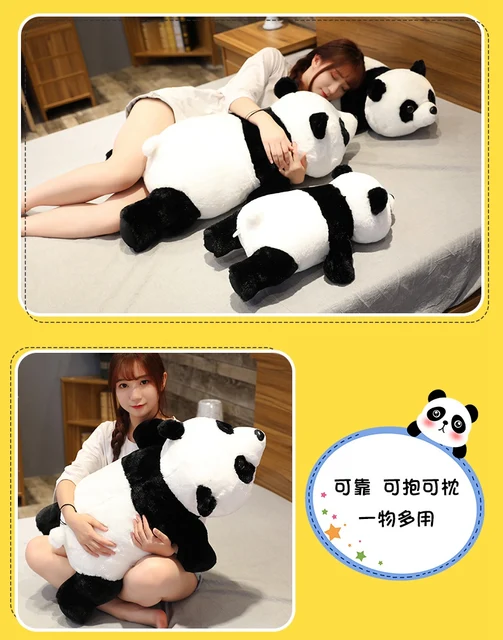 Brinquedo De Pelúcia De 50cm-90cm, Brinquedo Realista De Coelho Deitado,  Panda, Animais De Desenho Animado Macio, Preto E Branco, Recheado  Travesseiro De Dormir Da Boneca - Animais De Pelúcia - AliExpress