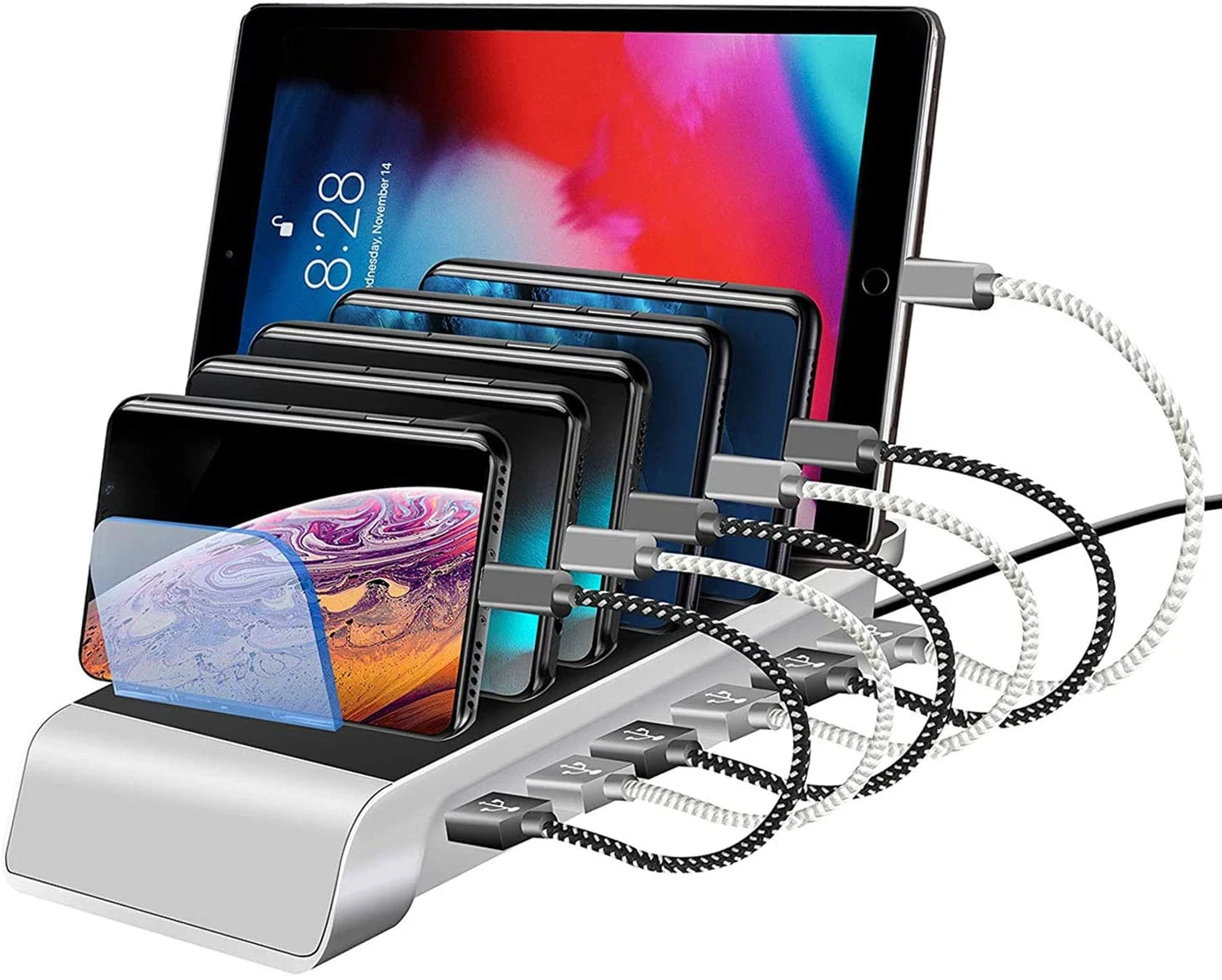 4Port Multi Charging Station for Cell Phones and Tablets Fast Charging