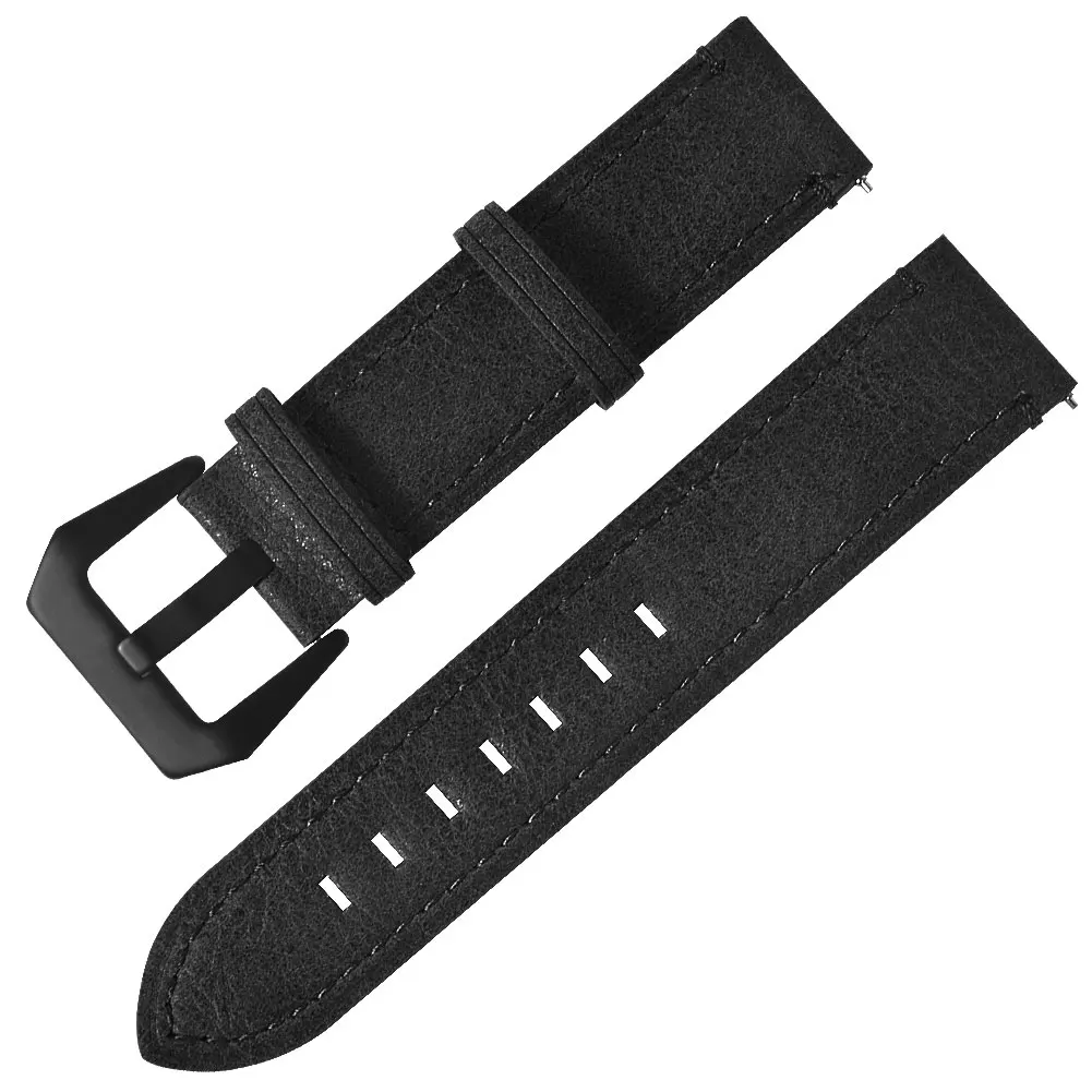 20 мм Универсальный спортивный браслет кожаный ремешок Замена для смарт-часов Garmin vivoactive 3 Т-образным ремешком и Quick Release ремешок для наручных часов для Garmin Вену - Цвет: Black