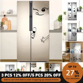 Fridge Stickers Beer Penguin Flowers Refrigerator Vinyl Waterproof Wallpaper For Kitchen Decoration Wall Sticker Decal Mural